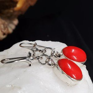 Handmade Jewelry - #GIFT Natural Red Stone Petite Silver Earrings Handmade Jewelry - #GIFT Natural Red Stone Petite Silver Earrings